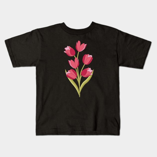 Tulips Kids T-Shirt by Designoholic